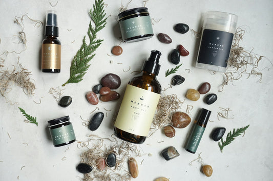 Minimalist skincare flatlay with a few essential products